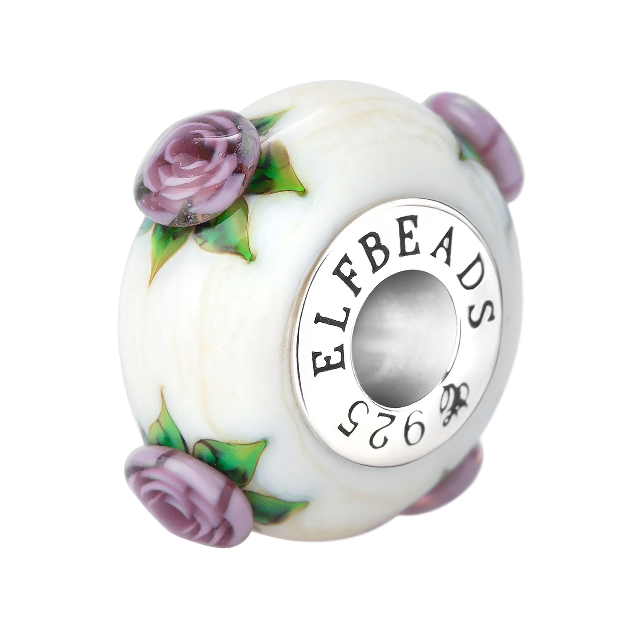 Elfbeads Roses of Gratitude white; silver glass Bead by The Alternative Bead. Your official Elfbeads Retailer from Germany