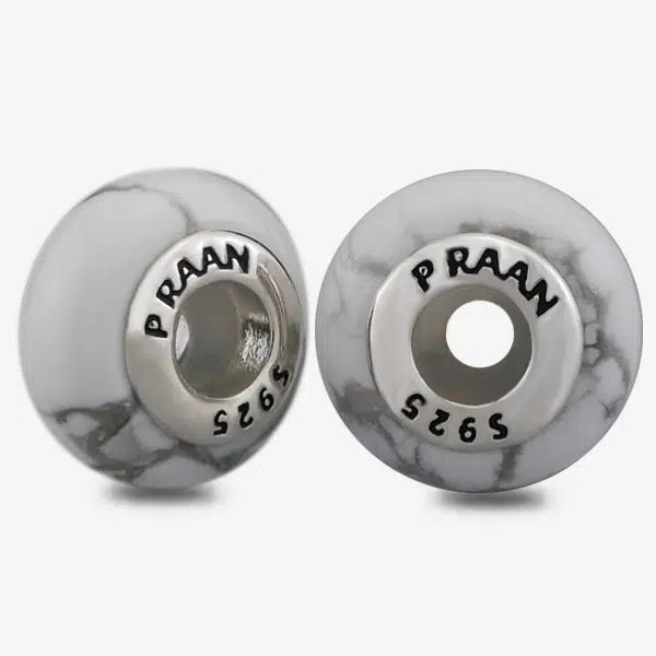 Praan Round Howlite Stopper Charms gray natural-stone Stopper by The Alternative Bead. Your official Praan Retailer from Germany