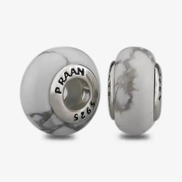 Praan Round Howlite Stopper Charms gray natural-stone Stopper by The Alternative Bead. Your official Praan Retailer from Germany