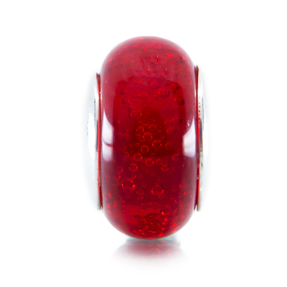 The Alternative Bead: Aurora Charm - Scarlet Heart Sparkles Murano Glass Charm Sterling Silver Charm Picture 2