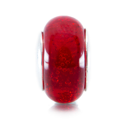 The Alternative Bead: Aurora Charm - Scarlet Heart Sparkles Murano Glass Charm Sterling Silver Charm Picture 2