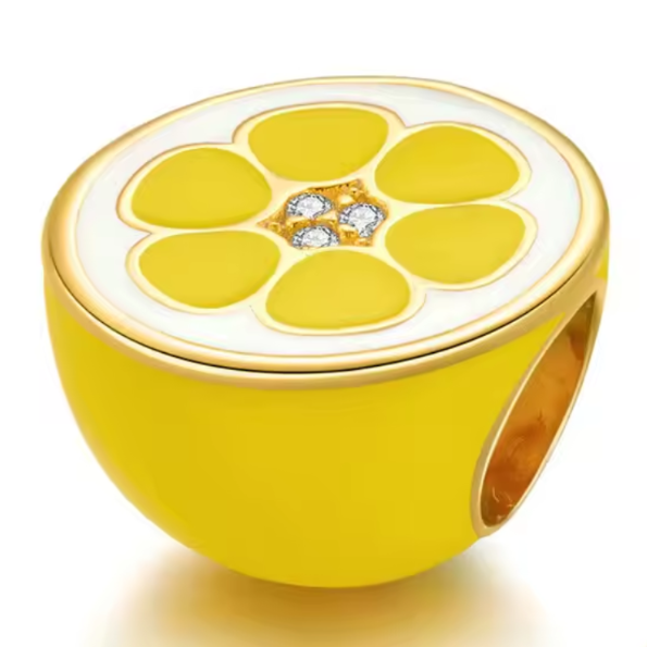 Beadscollection Lemon Charm silver; yellow sterling-silver; enamel Bead by The Alternative Bead. Your Jewelry Retailer from Germany