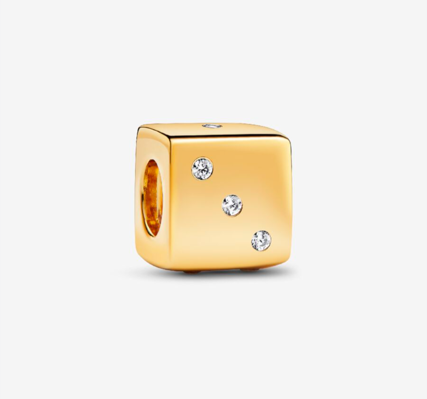 Pandora Shine Dice Charm gold gold-plated Bead by The Alternative Bead. Your Jewelry Retailer from Germany