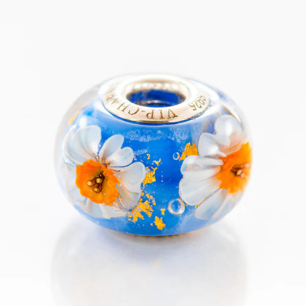VIP-CHARMS Sky Harmony Bead blue; white; orange glass Bead by The Alternative Bead. Your official VIP-CHARMS Retailer from Germany