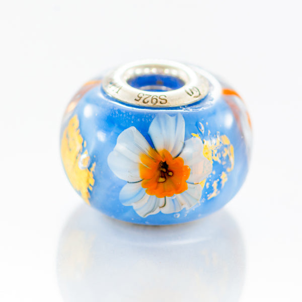 VIP-CHARMS Sky Harmony Bead blue; white; orange glass Bead by The Alternative Bead. Your official VIP-CHARMS Retailer from Germany