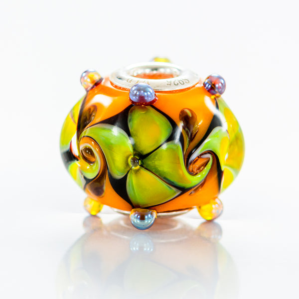VIP-CHARMS Golden Whimsy Bead orange; green glass Bead by The Alternative Bead. Your official VIP-CHARMS Retailer from Germany