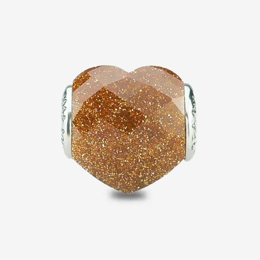 Shimmering Faceted Goldstone Heart Charm