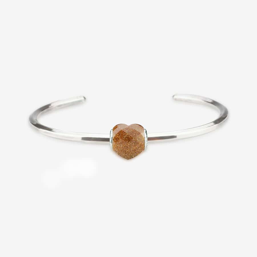 Praan Shimmering Faceted Goldstone Heart Charm gold natural-stone Bead by The Alternative Bead. Your official Praan Retailer from Germany