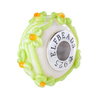 Elfbeads Slime Pumpkin Caramel Flowertwig green; white; silver glass Bead by The Alternative Bead. Your official Elfbeads Retailer from Germany