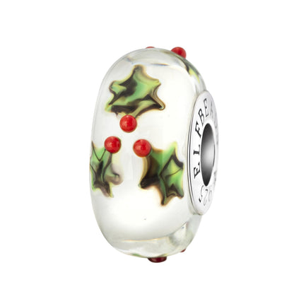 Silver; White Elfbeads Snowfall Poinsettia Charm by The Alternative Bead 