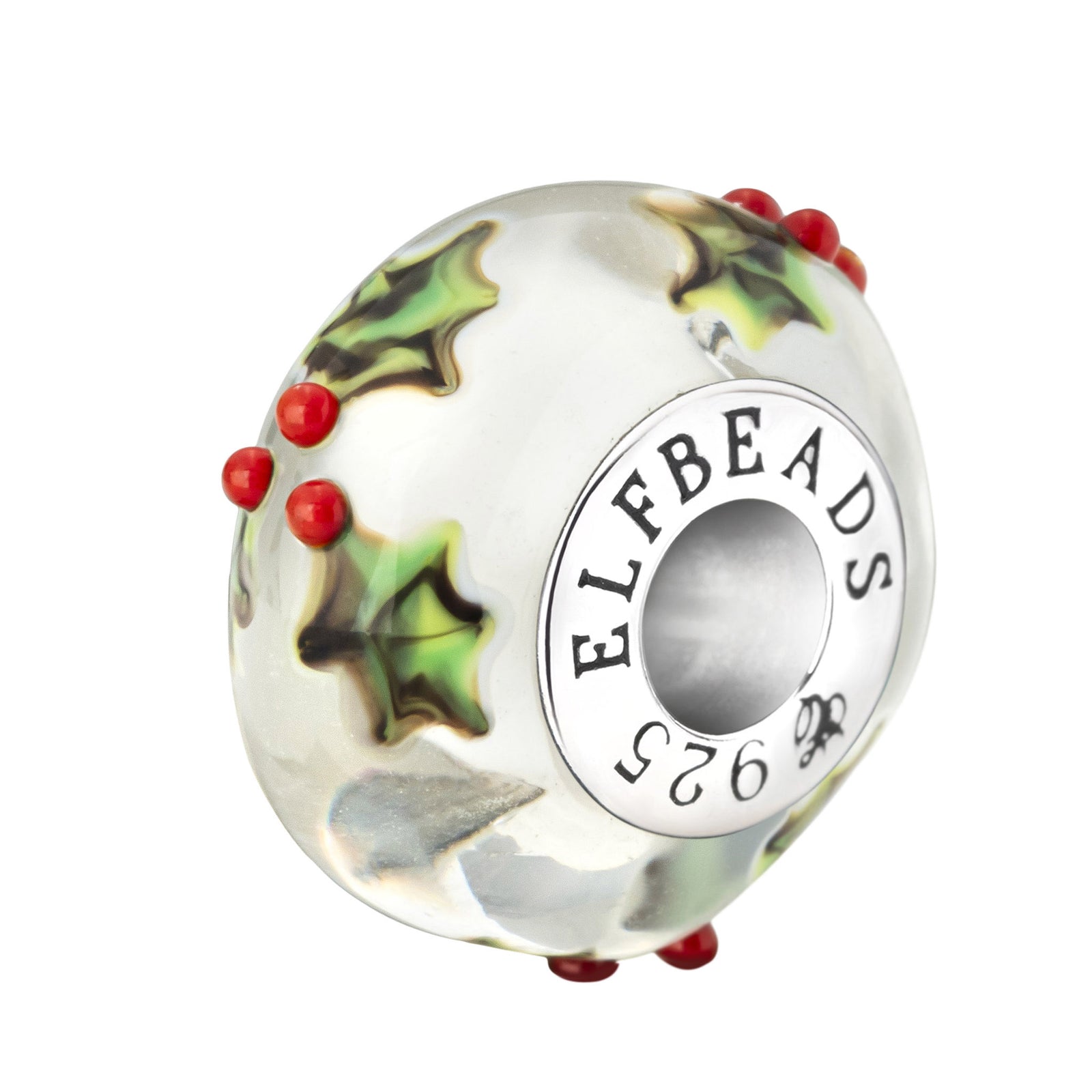 Elfbeads Snowfall Poinsettia silver; white glass Bead by The Alternative Bead. Your official Elfbeads Retailer from Germany
