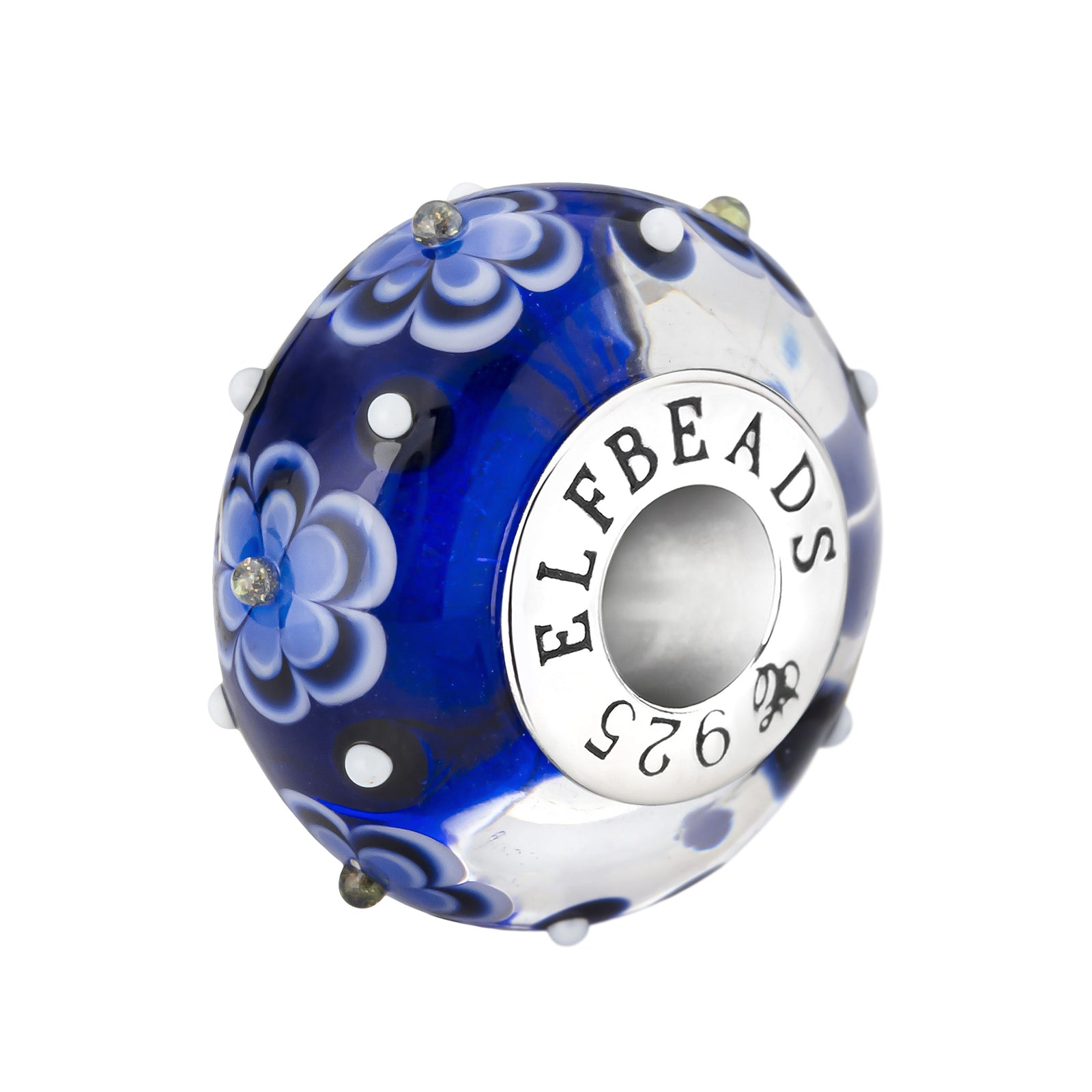 Elfbeads Snowflake Roses silver; blue glass Bead by The Alternative Bead. Your official Elfbeads Retailer from Germany
