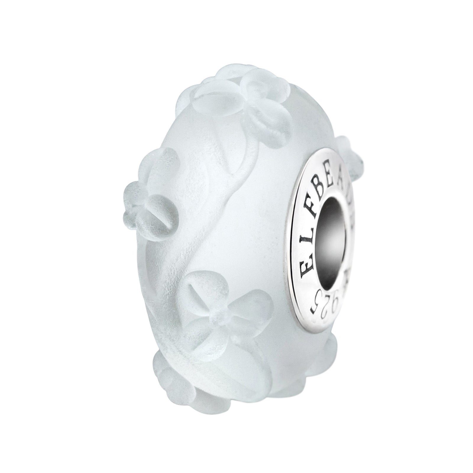 Elfbeads Snowy Flowertwig Frost silver; white glass Bead by The Alternative Bead. Your official Elfbeads Retailer from Germany