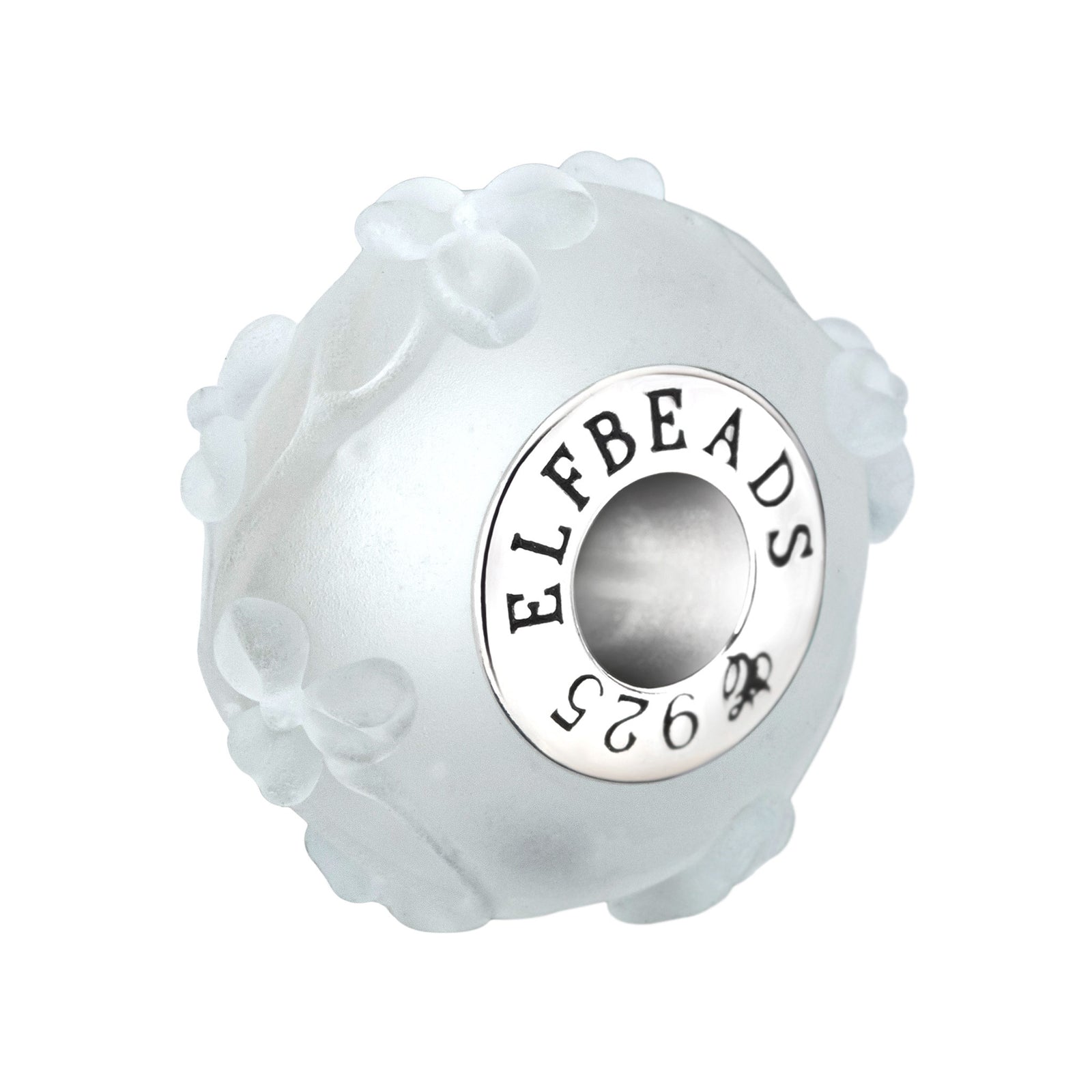 Elfbeads Snowy Flowertwig Frost silver; white glass Bead by The Alternative Bead. Your official Elfbeads Retailer from Germany