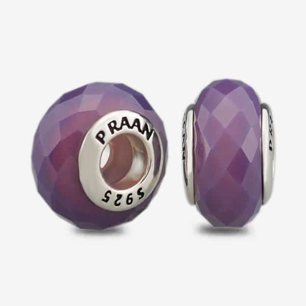 Praan Sparkling Grape Purple Stopper Charms purple glass Stopper by The Alternative Bead. Your official Praan Retailer from Germany