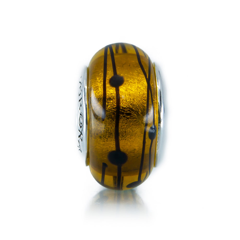 Aurora Charm Star Map - Murano Glass Bead with Gold gold; yellow glass; gold Bead by The Alternative Bead. Your official Aurora Charm Retailer from Germany