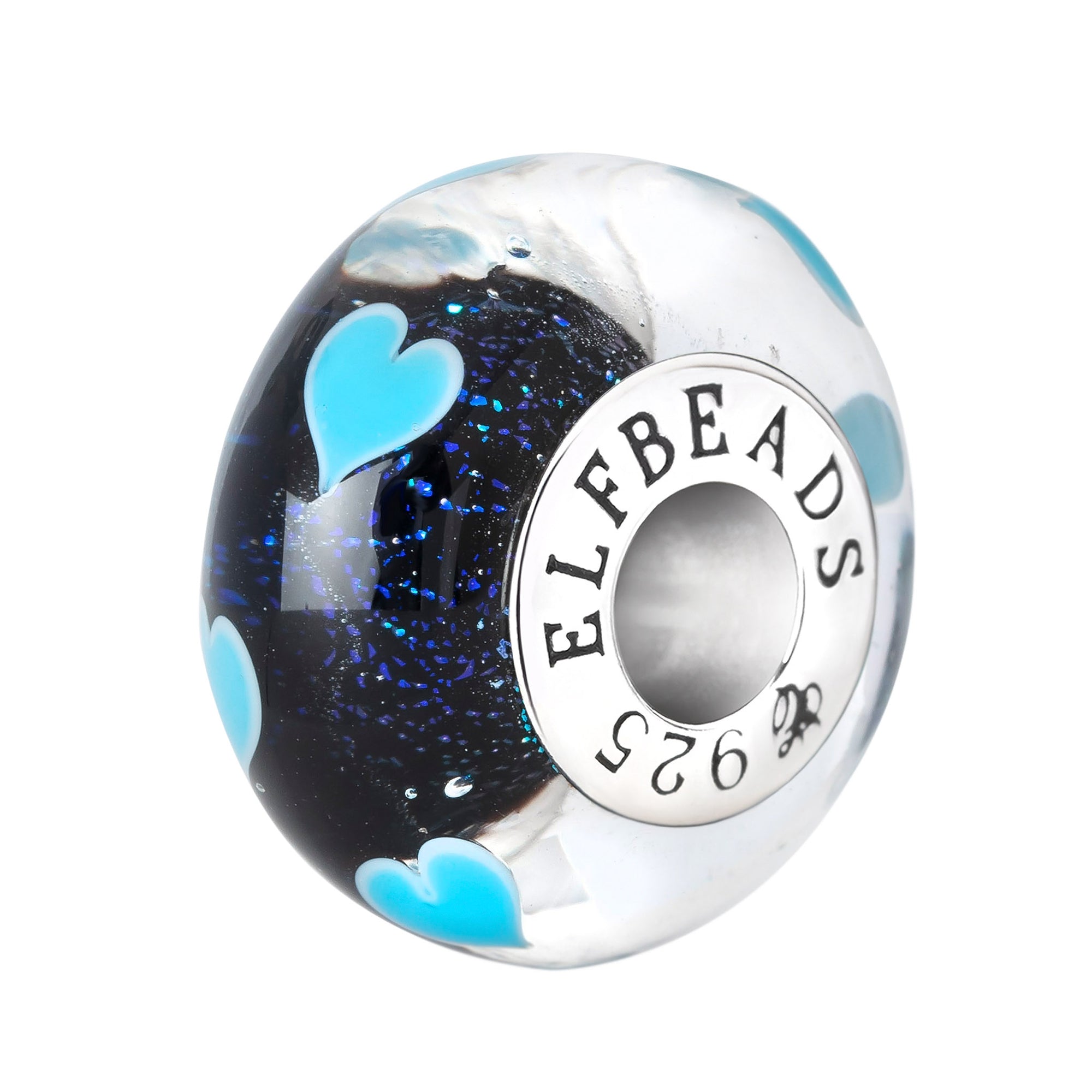 Elfbeads Starlit Heartstorm silver glass Bead by The Alternative Bead. Your official Elfbeads Retailer from Germany