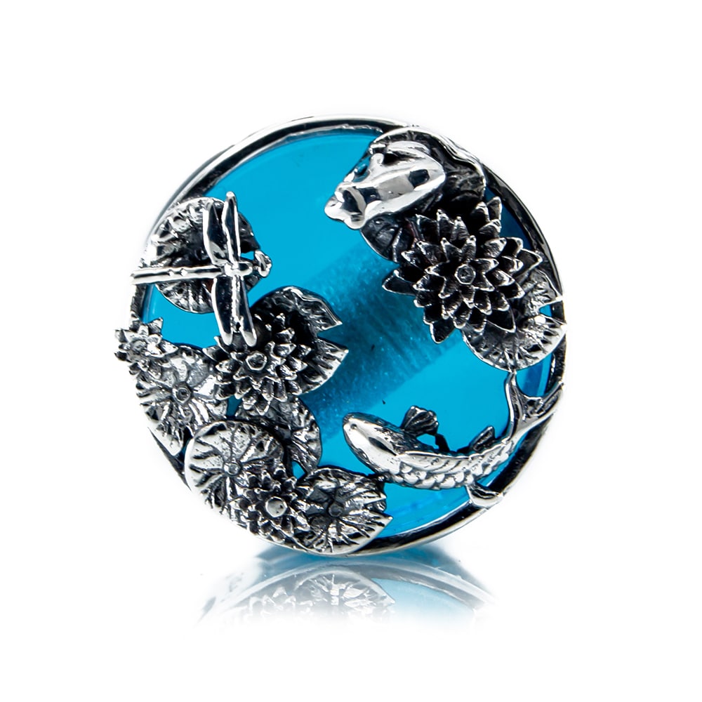 Aurora Charm Summer Serenade Pond - LE Charm silver; blue sterling-silver; glass Bead by The Alternative Bead. Your official Aurora Charm Retailer from Germany