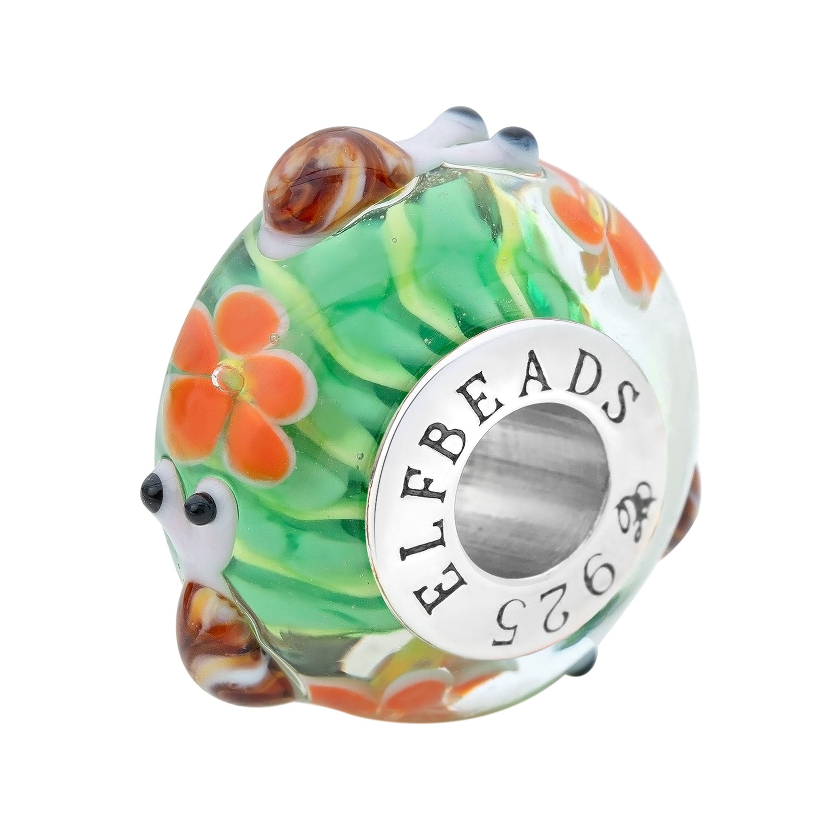 Elfbeads Summertime Blossom Snails green glass Bead by The Alternative Bead. Your official Elfbeads Retailer from Germany