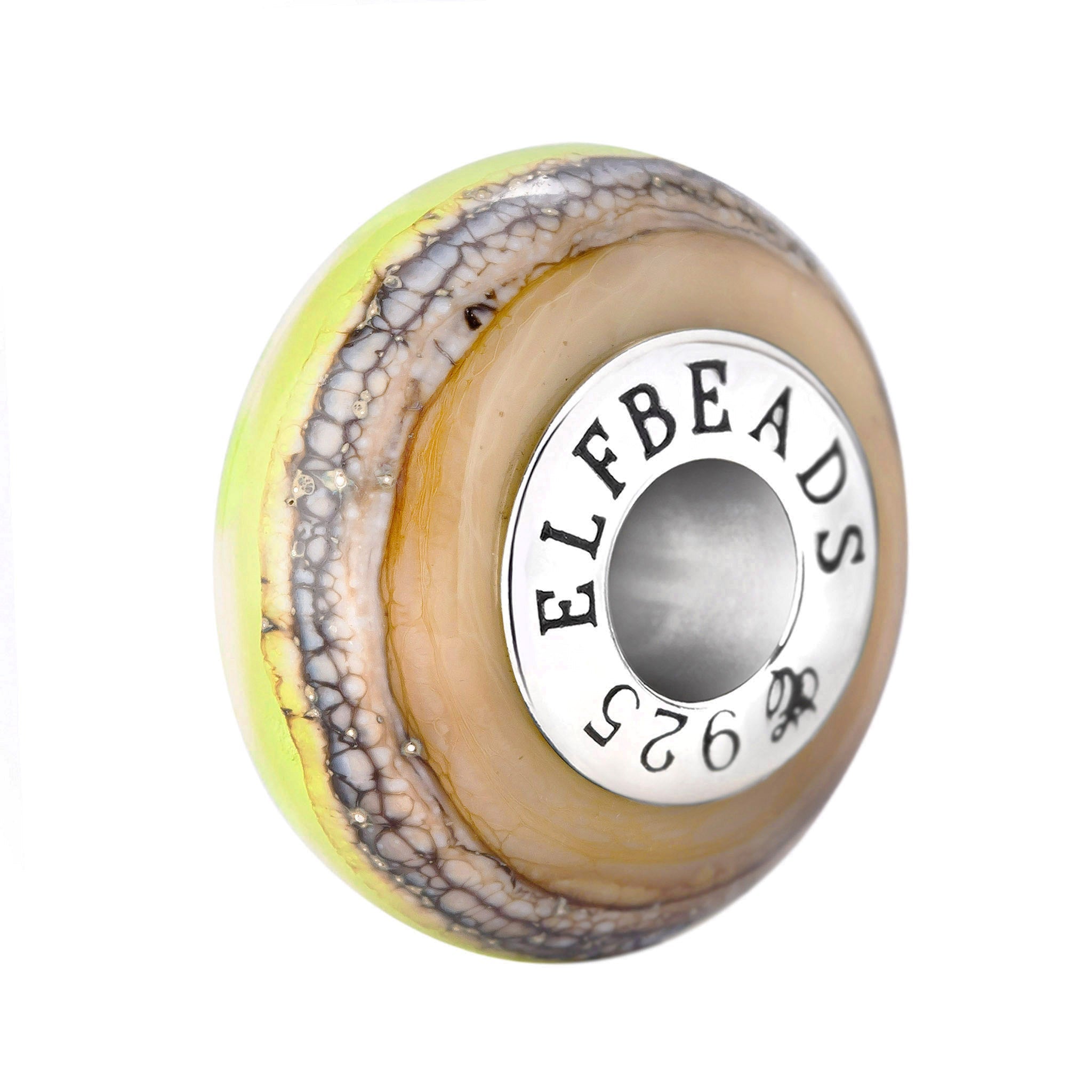 Elfbeads Sunlime Dune green; brown glass Bead by The Alternative Bead. Your official Elfbeads Retailer from Germany