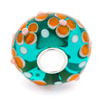 Elfbeads Sunset Magic Flowerfield green; orange glass Bead by The Alternative Bead. Your official Elfbeads Retailer from Germany