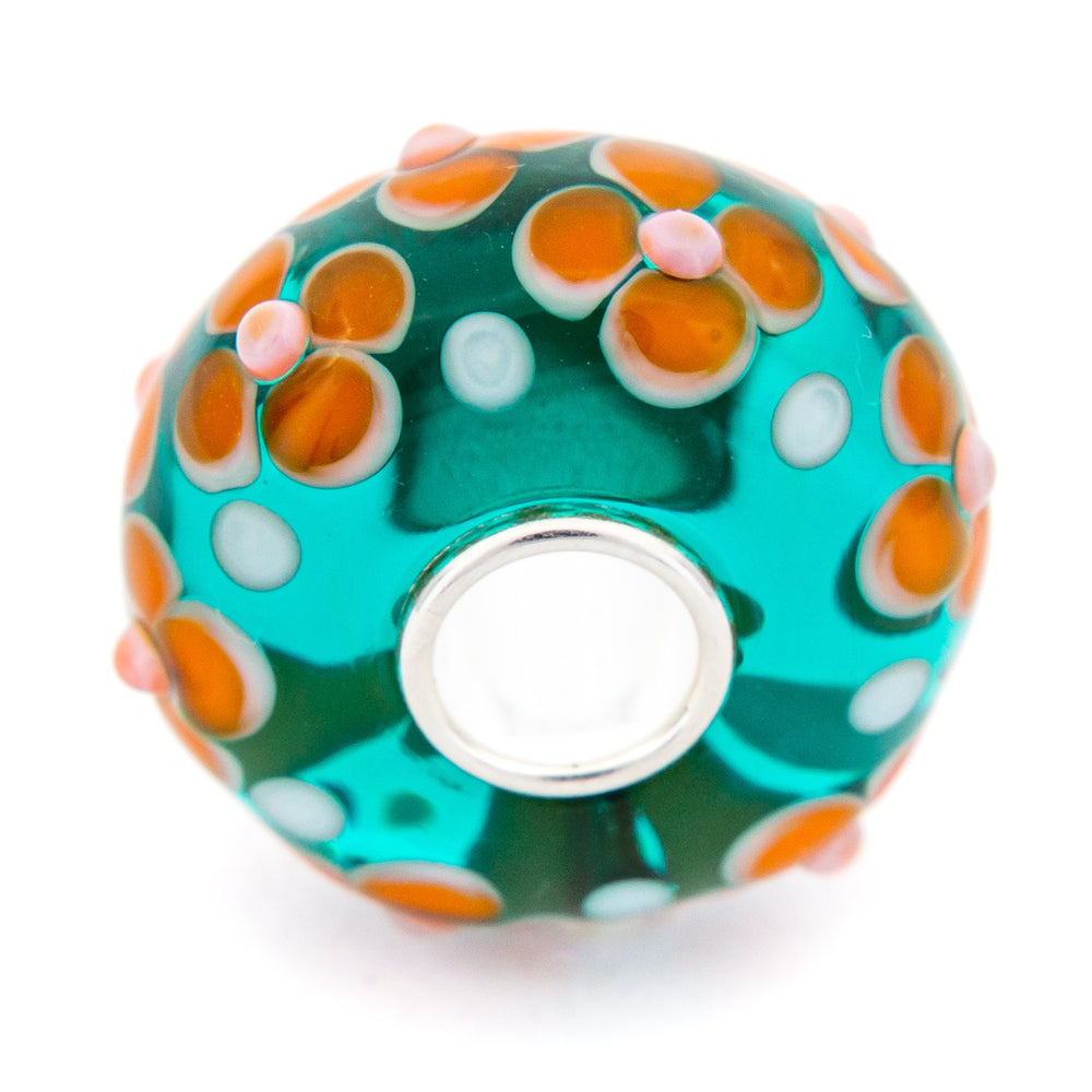 Elfbeads Sunset Magic Flowerfield green; orange glass Bead by The Alternative Bead. Your official Elfbeads Retailer from Germany