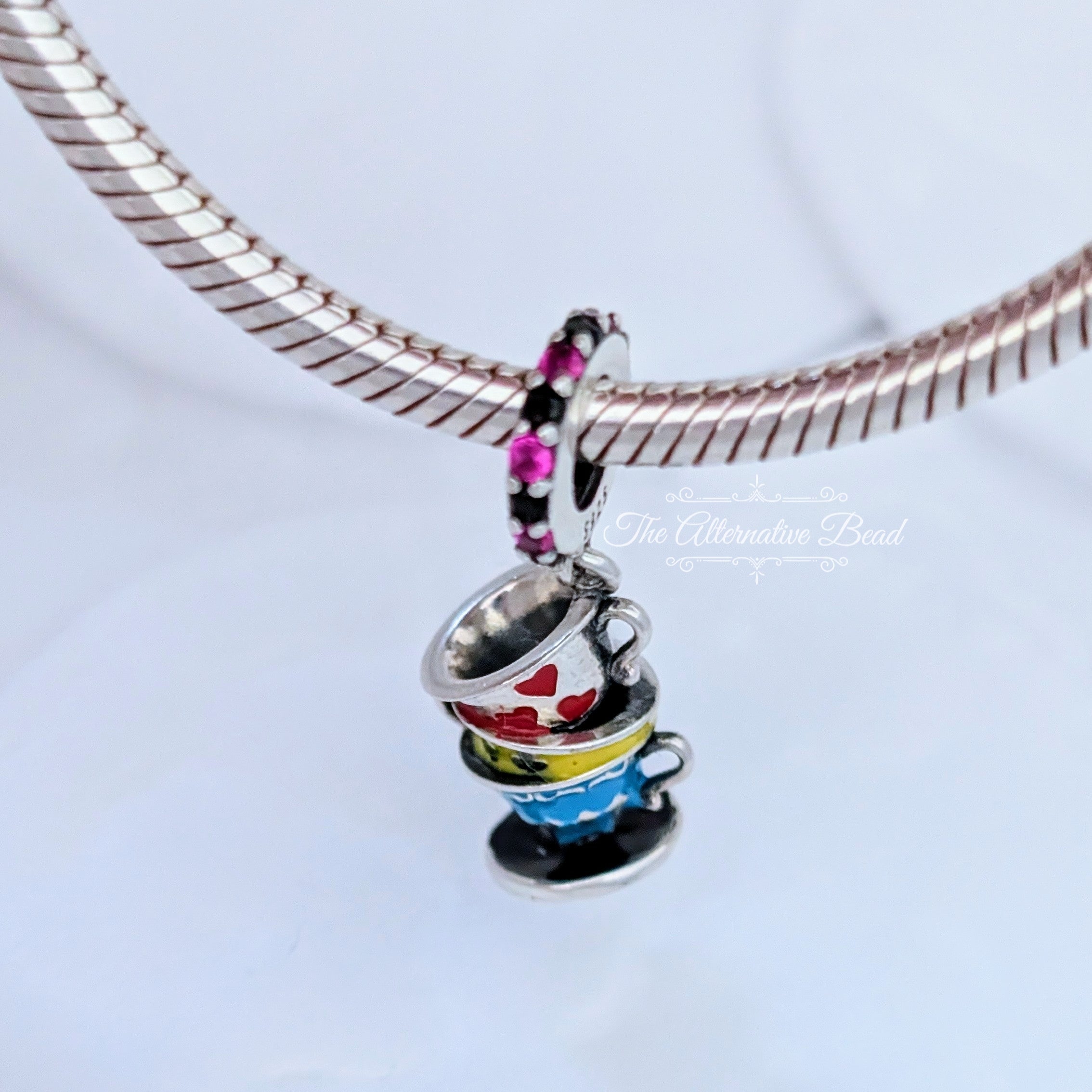 Beadscollection Stacked Tea Cups Charm Dangle silver; multicolor sterling-silver; enamel Bead by The Alternative Bead. Your Jewelry Retailer from Germany