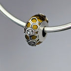 Beadscollection Honeycomb Glassbead silver; yellow sterling-silver Bead by The Alternative Bead. Your Jewelry Retailer from Germany