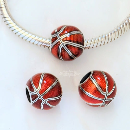 Beadscollection Basketball Charm silver; black; orange sterling-silver; enamel Bead by The Alternative Bead. Your Jewelry Retailer from Germany