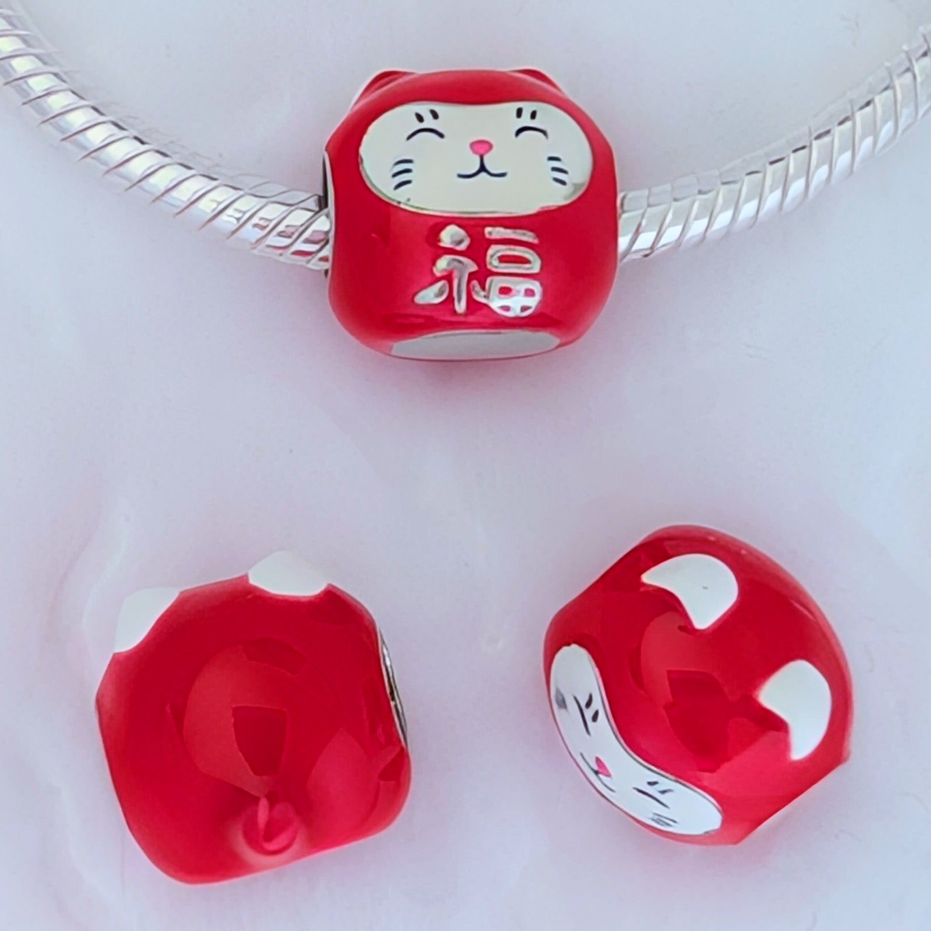 Beadscollection Cute Asian Kitty Charm silver; red; black sterling-silver; enamel Bead by The Alternative Bead. Your Jewelry Retailer from Germany