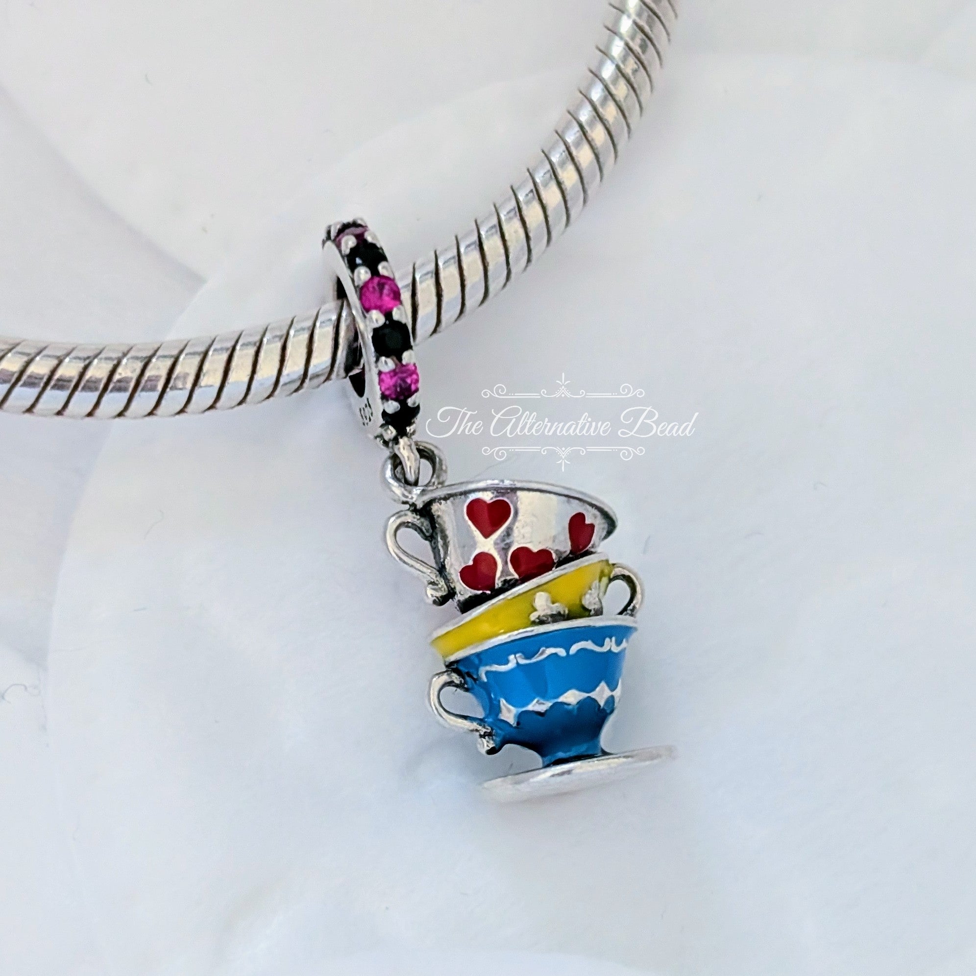 Beadscollection Stacked Tea Cups Charm Dangle silver; multicolor sterling-silver; enamel Bead by The Alternative Bead. Your Jewelry Retailer from Germany