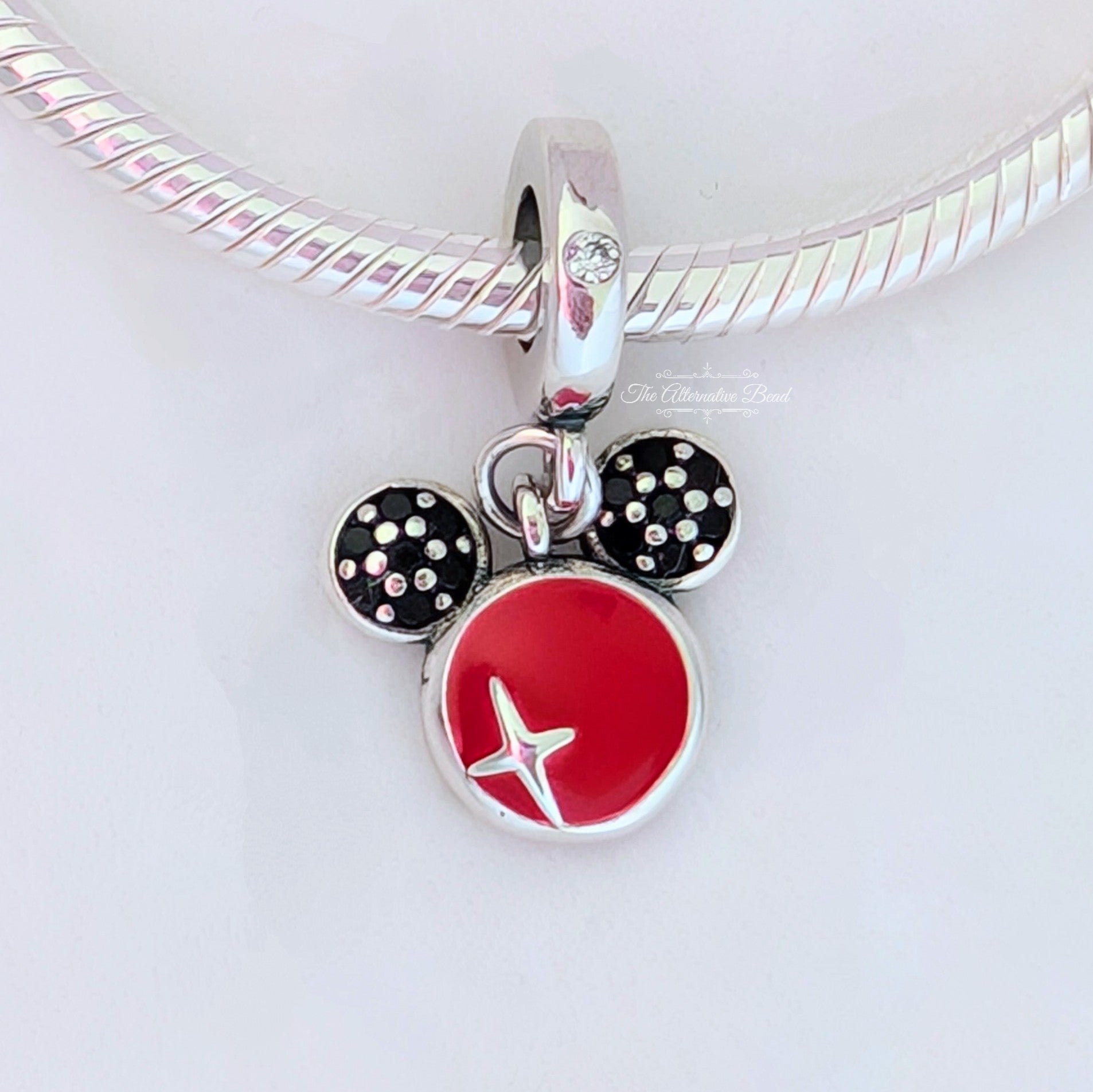 Beadscollection Mickey Mouse red Dangle silver; red; black sterling-silver; enamel Dangle by The Alternative Bead. Your Jewelry Retailer from Germany