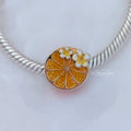 Beadscollection Orange & Flowers Charm silver; orange; yellow; white sterling-silver; enamel Bead by The Alternative Bead. Your Jewelry Retailer from Germany