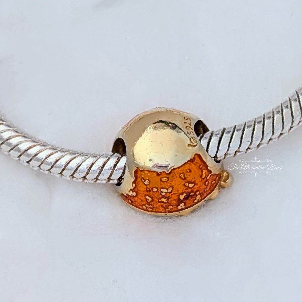 Beadscollection Orange & Flowers Charm silver; orange; yellow; white sterling-silver; enamel Bead by The Alternative Bead. Your Jewelry Retailer from Germany