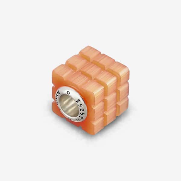 Praan Tabby Cats Eye Glass Rubix Cube Charm orange glass Bead by The Alternative Bead. Your official Praan Retailer from Germany