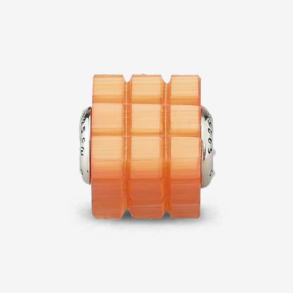 Praan Tabby Cats Eye Glass Rubix Cube Charm orange glass Bead by The Alternative Bead. Your official Praan Retailer from Germany