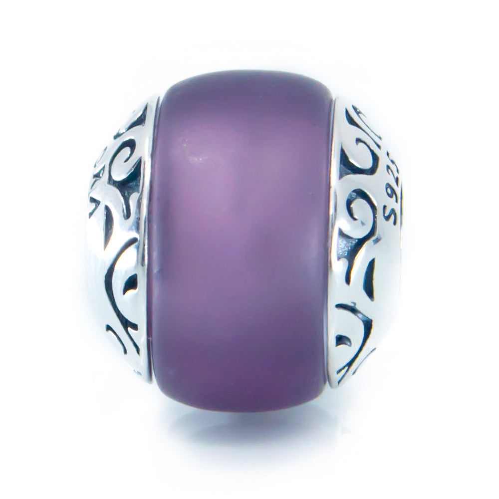 The Alternative Bead: Aurora Charm - Taha’a Island Purple Sea Glass Bead Sterling Silver Charm Picture 1