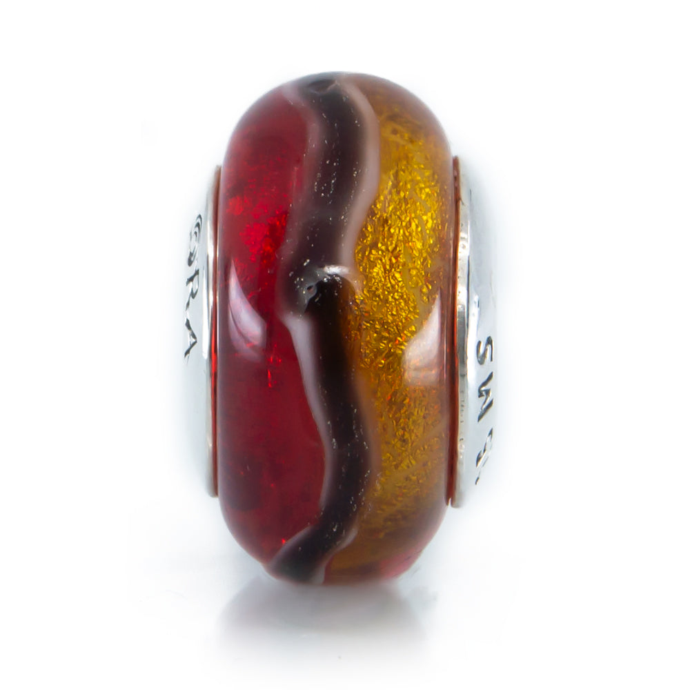 Aurora Charm Tao Mei Chinese Murano Glass Bead red; yellow glass Bead by The Alternative Bead. Your official Aurora Charm Retailer from Germany