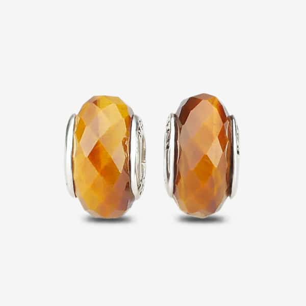 Praan Tiger Eye Stopper Charms brown and bronze and orange natural-stone Stopper by The Alternative Bead. Your official Praan Retailer from Germany