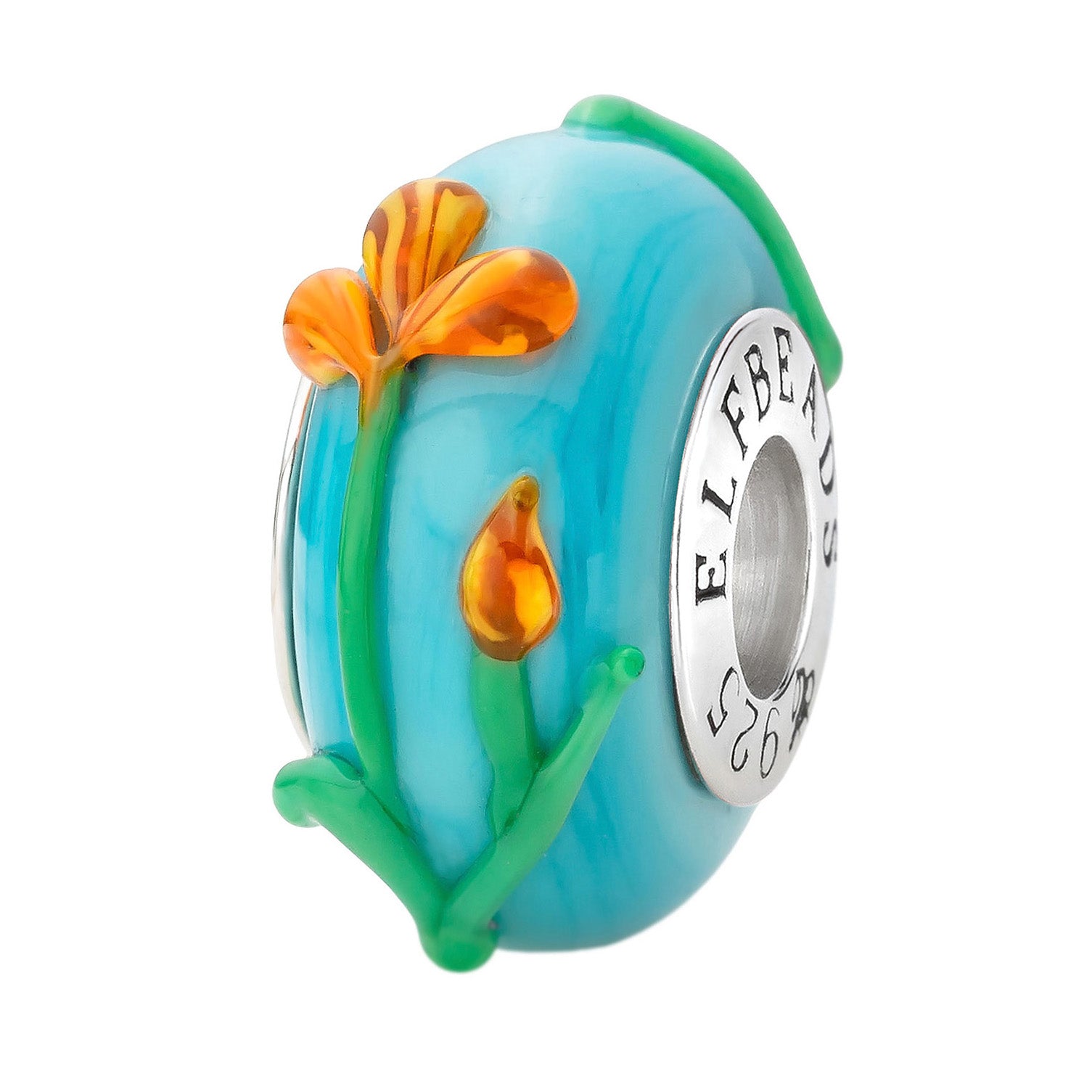 Elfbeads Tiger Lilies Bouquet blue glass Bead by The Alternative Bead. Your official Elfbeads Retailer from Germany