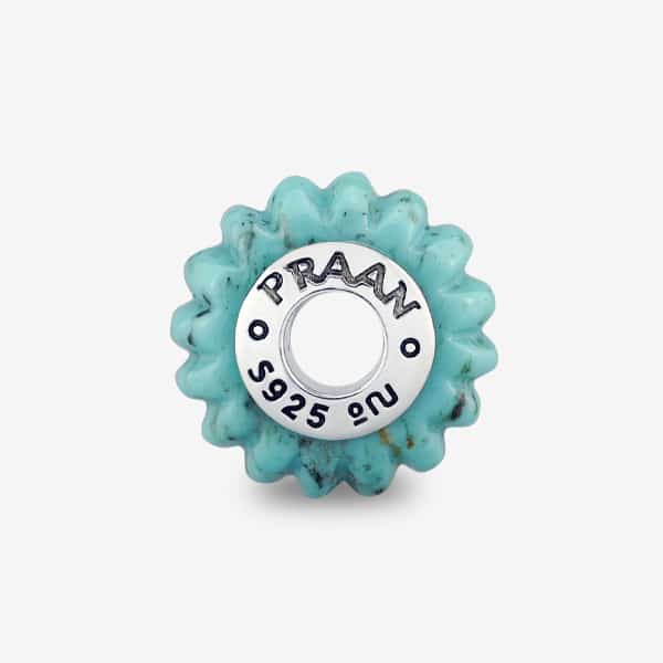 Praan Turquoise Craved Charm D silver sterling-silver Bead by The Alternative Bead. Your official Praan Retailer from Germany