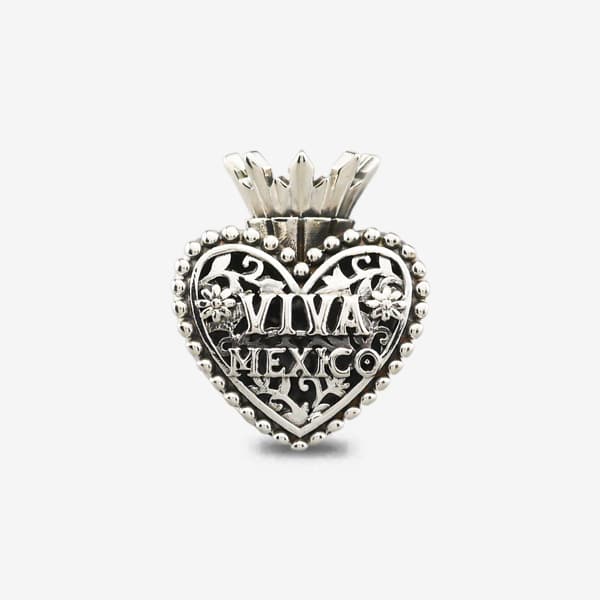 Praan Viva Mexico Crown Heart Charm silver and green and white and red sterling-silver and enamel Bead by The Alternative Bead. Your official Praan Retailer from Germany