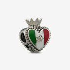 Praan Viva Mexico Crown Heart Charm silver and green and white and red sterling-silver and enamel Bead by The Alternative Bead. Your official Praan Retailer from Germany