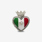 Praan Viva Mexico Crown Heart Charm silver and green and white and red sterling-silver and enamel Bead by The Alternative Bead. Your official Praan Retailer from Germany