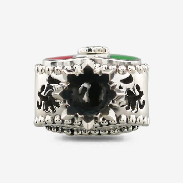 Praan Viva Mexico Crown Heart Charm silver and green and white and red sterling-silver and enamel Bead by The Alternative Bead. Your official Praan Retailer from Germany