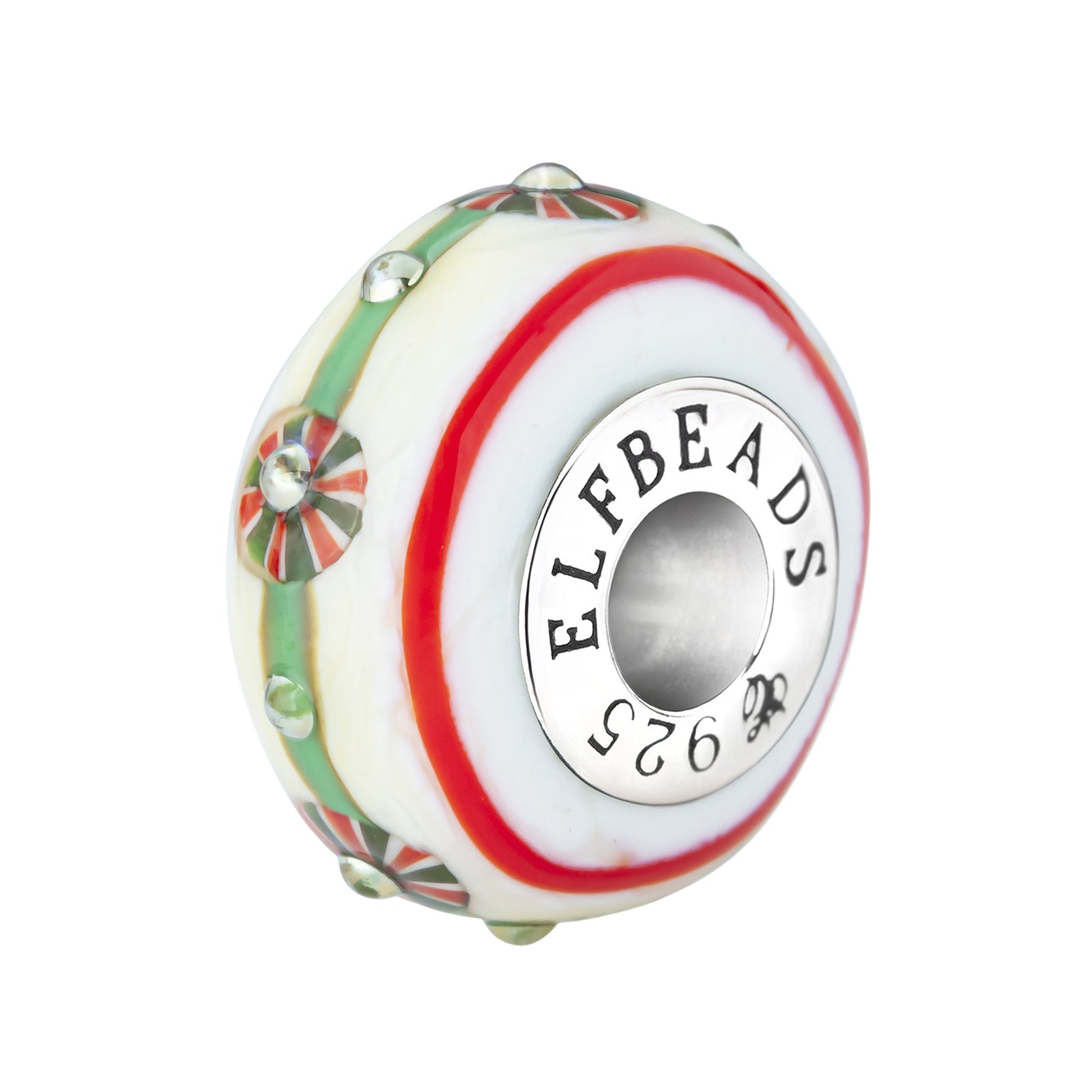 Elfbeads Wrapped in Christmas Magic silver; white glass Bead by The Alternative Bead. Your official Elfbeads Retailer from Germany