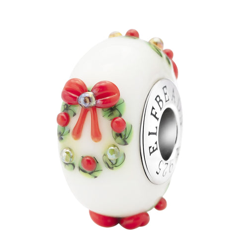 Elfbeads Wreath of Joy white glass Bead by The Alternative Bead. Your official Elfbeads Retailer from Germany