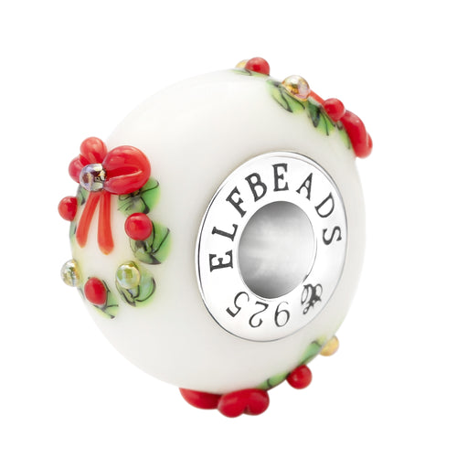 Elfbeads Wreath of Joy white glass Bead by The Alternative Bead. Your official Elfbeads Retailer from Germany
