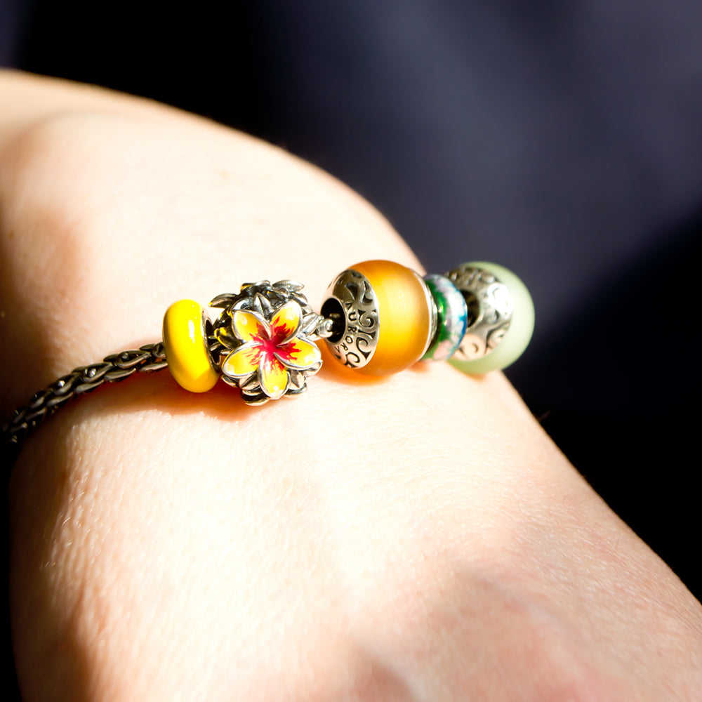 Aurora Charm Hiva Oa Island Yellow Sea Glass Bead silver; yellow sterling-silver; glass Bead by The Alternative Bead. Your official Aurora Charm Retailer from Germany