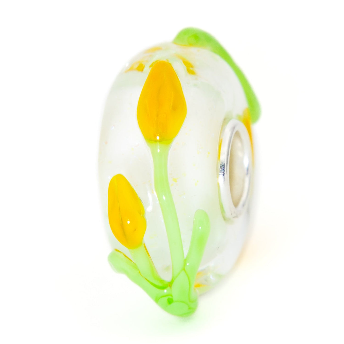  Elfbeads Yellow Tulips Snow Sparkle Charm by The Alternative Bead 